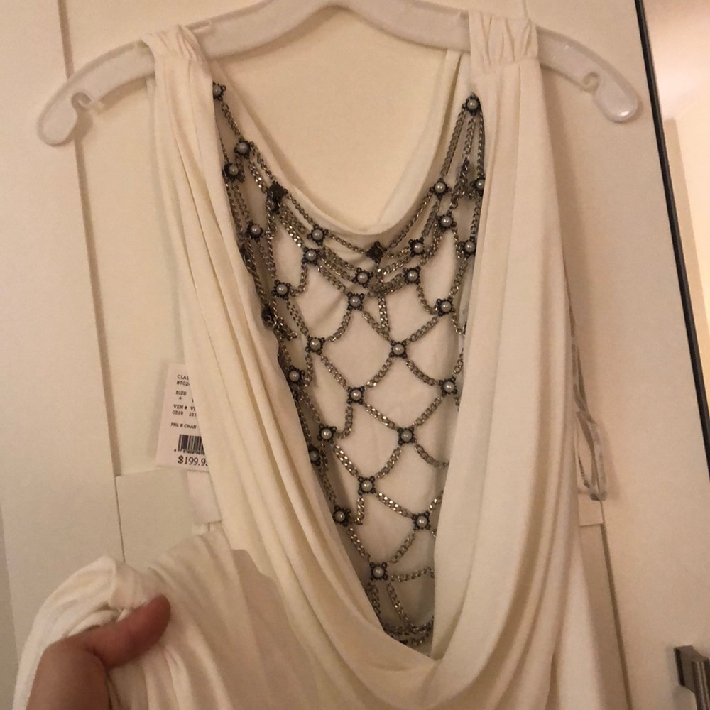 David’s Bridal jersey sheath gown